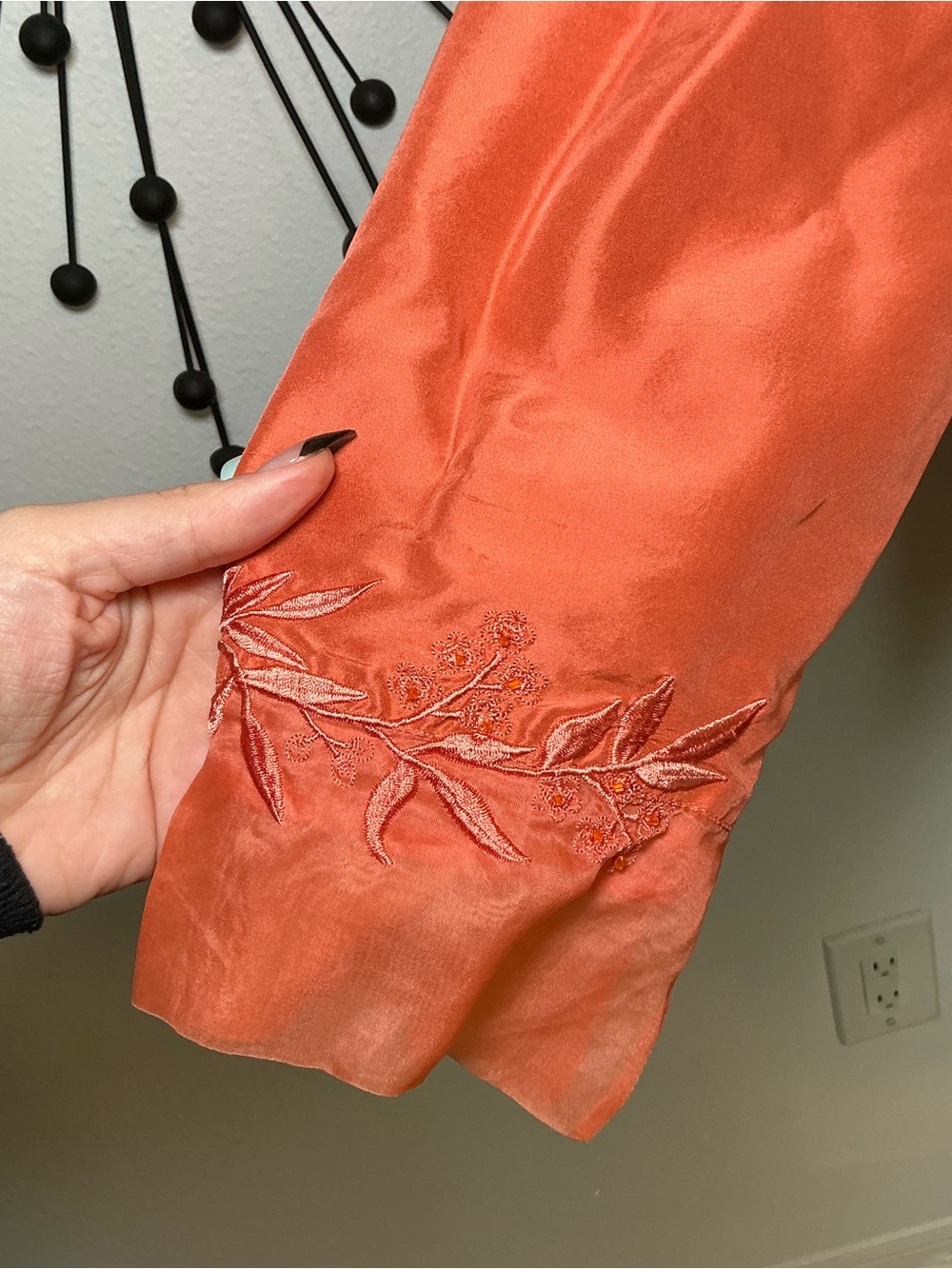 Anne Carson Rust Orange Satin Button-Front Jacket - Picture 3 of 5